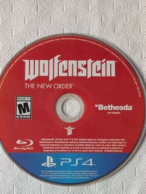 Wolfenstein: The New Order PS4 Game Disc - Red (Bethesda)